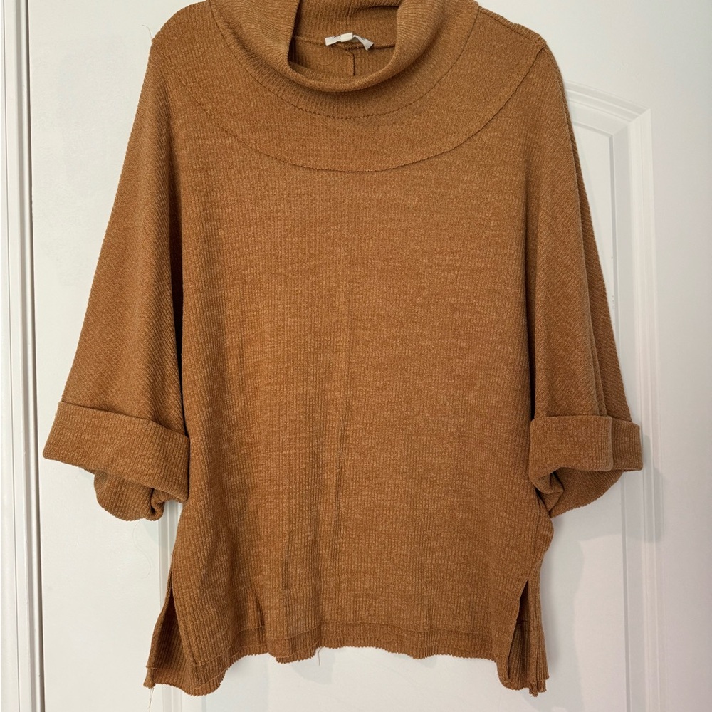 Cozy Turtleneck 3/4 sleeve Sweater - Camel